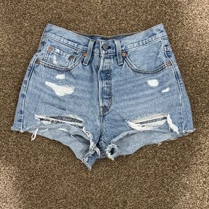 Levi's Light Blue Distressed Jean Shorts